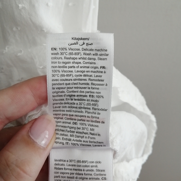 Seraphine Maternity Confetti Fleck White Woven Drop Waist Blouse Button Front 6 - Picture 12 of 16